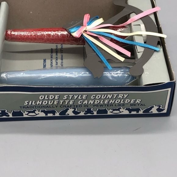 vintage Jasco Country Silhouette Candleholder Candles rocking horse red READ - Picture 4 of 6